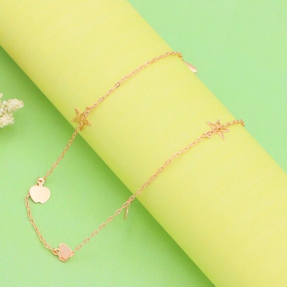 "Charming Rose Gold Anklet with Heart & Star Charms, XPAL1036 - Picture 6 of 12